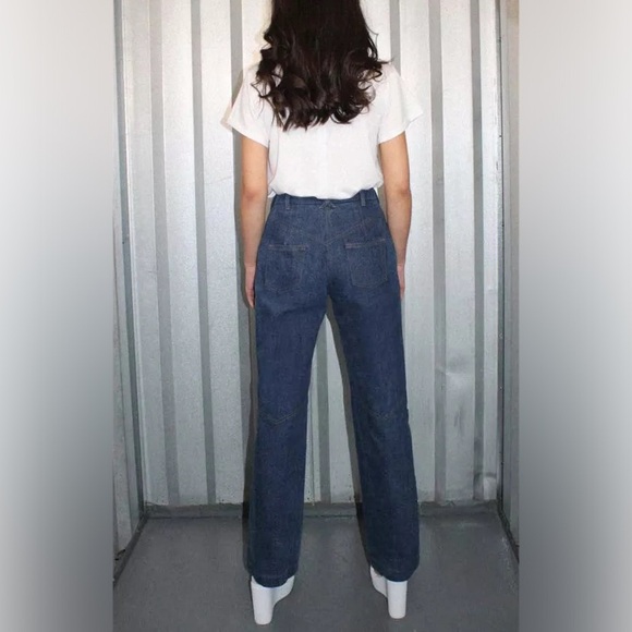 tt studios NTK Rodeo Blue Cotton Heavy Denim High Waisted Straight Leg Jeans 24 - Picture 2 of 10